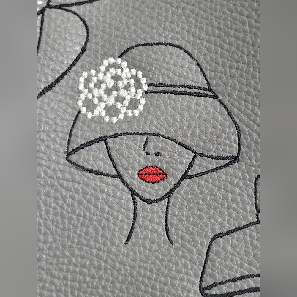 Unique Fashionable Women in Hats Elephant Gray Pebble Tote Bag. - Picture 3 of 9